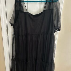 H&M Black Layered Tulle Midi Dress